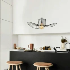 SINOP Suspensions / Lustres|Suspension design noire métal filaire forme ondulée