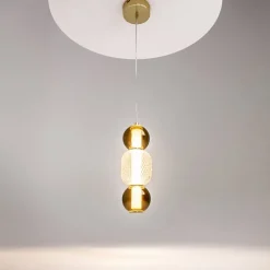 ADA Suspensions / Lustres|Suspension en verre taillé, abat-jour suspendu doré