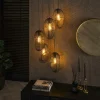 RALF Lampes À Poser·Lampe Style Industriel|Suspensions / Lustres|Suspension filaire 5 abat-jour ouverts