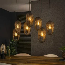 RALF Lampes À Poser·Lampe Style Industriel|Suspensions / Lustres|Suspension filaire 5 abat-jour ouverts