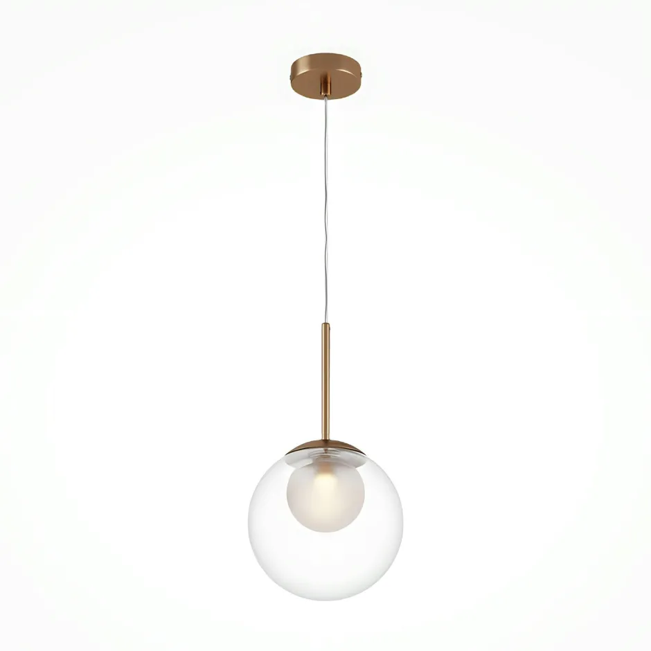 DELTONA Suspensions / Lustres|Suspension globe en verre & tige or, 20 cm