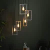 RALF Lampes À Poser·Lampe Style Industriel|Suspensions / Lustres|Suspension industrielle 5 lampes graphiques étagées argent vieilli