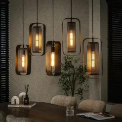 RALF Lampes À Poser·Lampe Style Industriel|Suspensions / Lustres|Suspension industrielle à double cadre 3 lampes