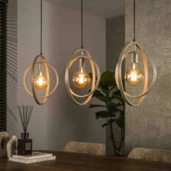 TRIBECA Suspensions / Lustres|Suspension industrielle 3 lampes anneaux croisés