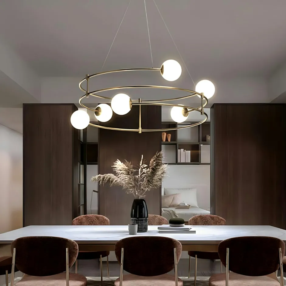 DELTONA Suspensions / Lustres|Suspension moderne - 4 globes sur structure spirale