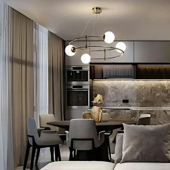 DELTONA Suspensions / Lustres|Suspension moderne - 6 globes sur structure spirale