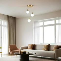 SIERRE Suspensions / Lustres|Suspension moderne dorée 3 globes verre dépoli