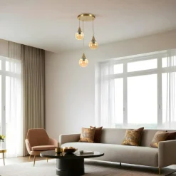 SIERRE Suspensions / Lustres|Suspension moderne dorée 3 globes verre dépoli