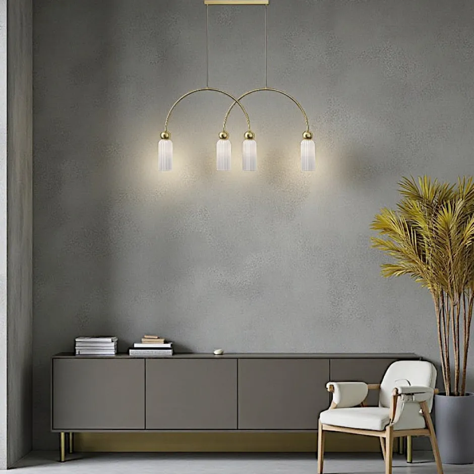 SOLANA Suspensions / Lustres|Suspension moderne double arche - verre ambré