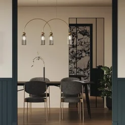 SOLANA Suspensions / Lustres|Suspension moderne double arche - verre ambré