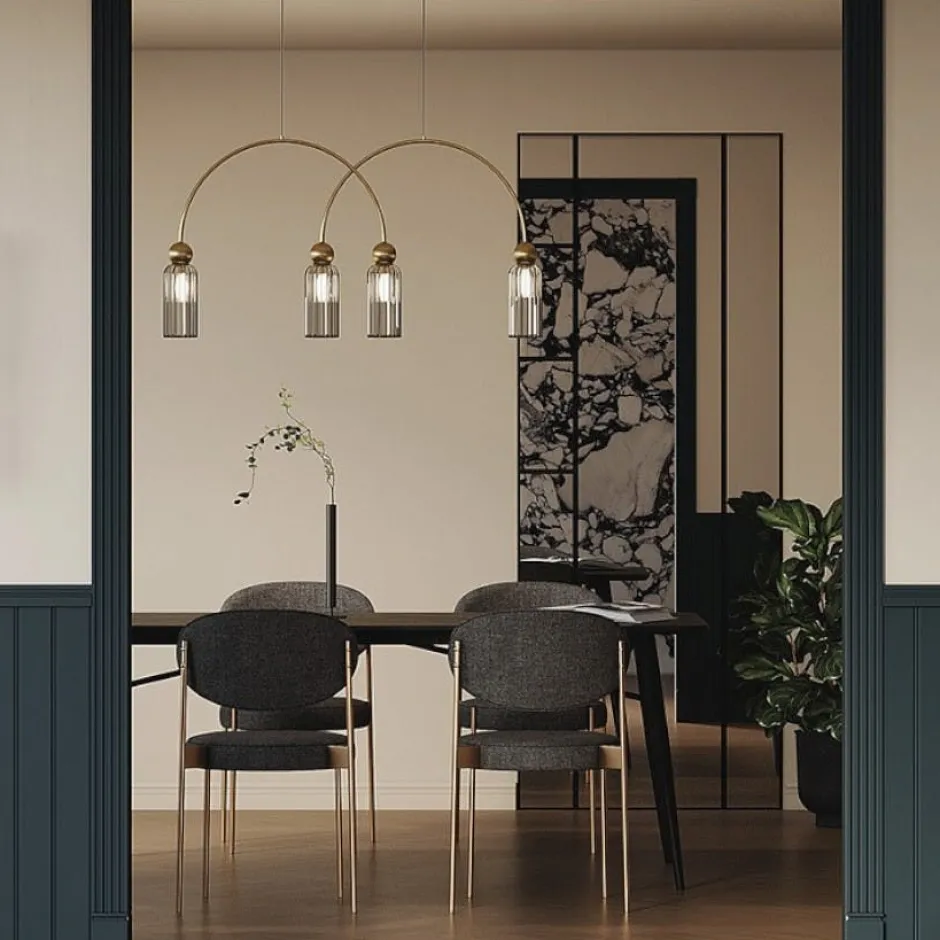 SOLANA Suspensions / Lustres|Suspension moderne double arche - verre ambré