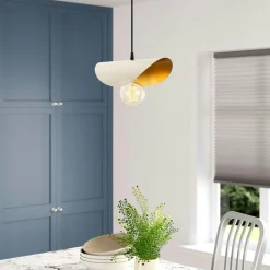 SINOP Suspensions / Lustres|Suspension moderne en métal plié crème & doré