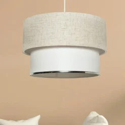 ZURICH Suspensions / Lustres|Suspension moderne en tissu - gris et écru