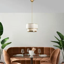 ZURICH Suspensions / Lustres|Suspension moderne en tissu – double abat-jour