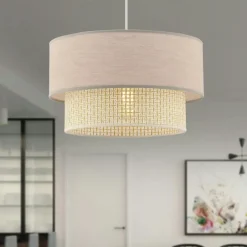 ZURICH Suspensions / Lustres|Suspension moderne en tissu – double abat-jour