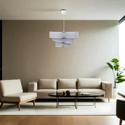 ZURICH Suspensions / Lustres|Suspension moderne grise - abat-jour triple