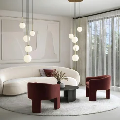 DELTONA Suspensions / Lustres|Suspension moderne noir & blanc – 5 globes en grappe