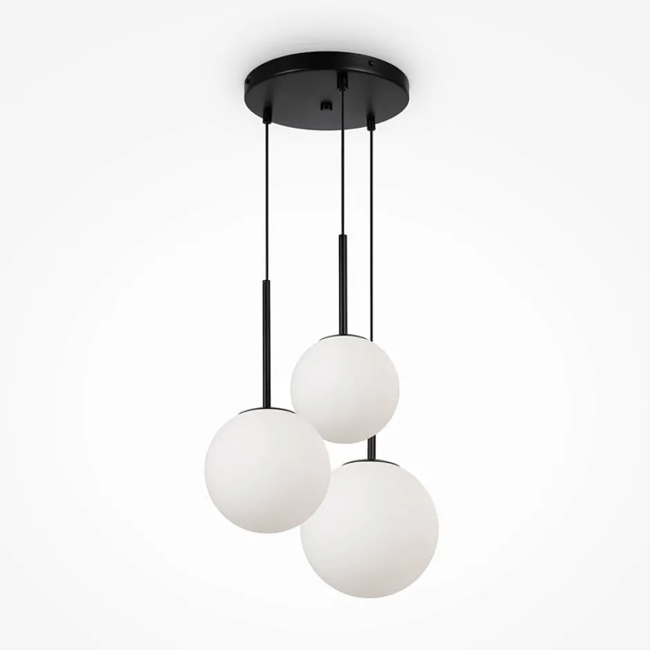 DELTONA Suspensions / Lustres|Suspension moderne noir & blanc – 5 globes en grappe