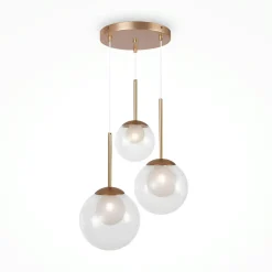 DELTONA Suspensions / Lustres|Suspension moderne verre & or - 3 globes en grappe