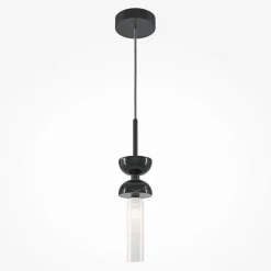 ENID Suspensions / Lustres|Suspension noire design – sablier marbre noir & verre blanc