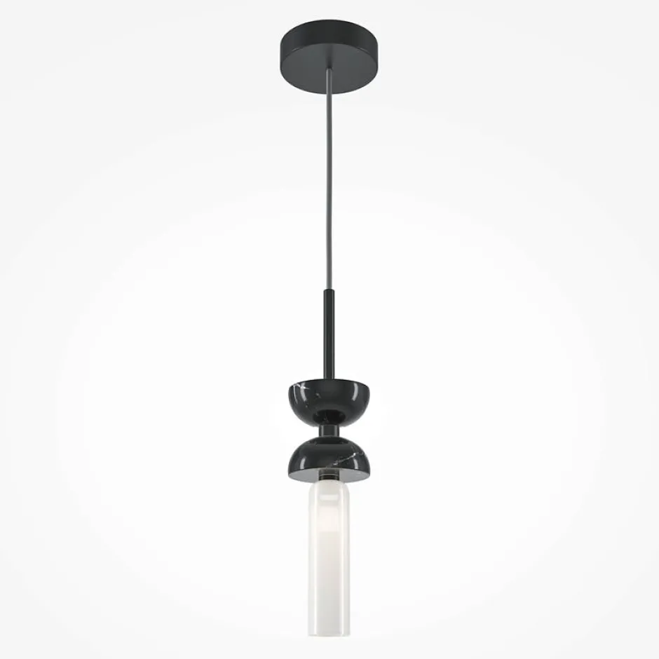 ENID Suspensions / Lustres|Suspension noire design – sablier marbre noir & verre blanc