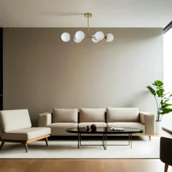 SIERRE Suspensions / Lustres|Suspension salle à manger vintage, 6 globes blancs