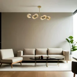 SIERRE Suspensions / Lustres|Suspension salle à manger vintage, 6 globes blancs