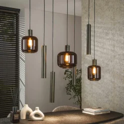 ZURICH Suspensions / Lustres|Suspension salon beige chiné - abat-jour triple