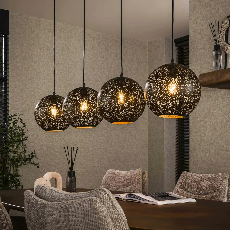 ZURICH Suspensions / Lustres|Suspension salon beige chiné - abat-jour triple