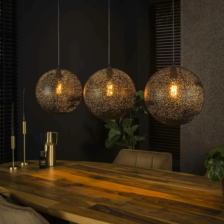 ZURICH Suspensions / Lustres|Suspension salon beige chiné - abat-jour triple