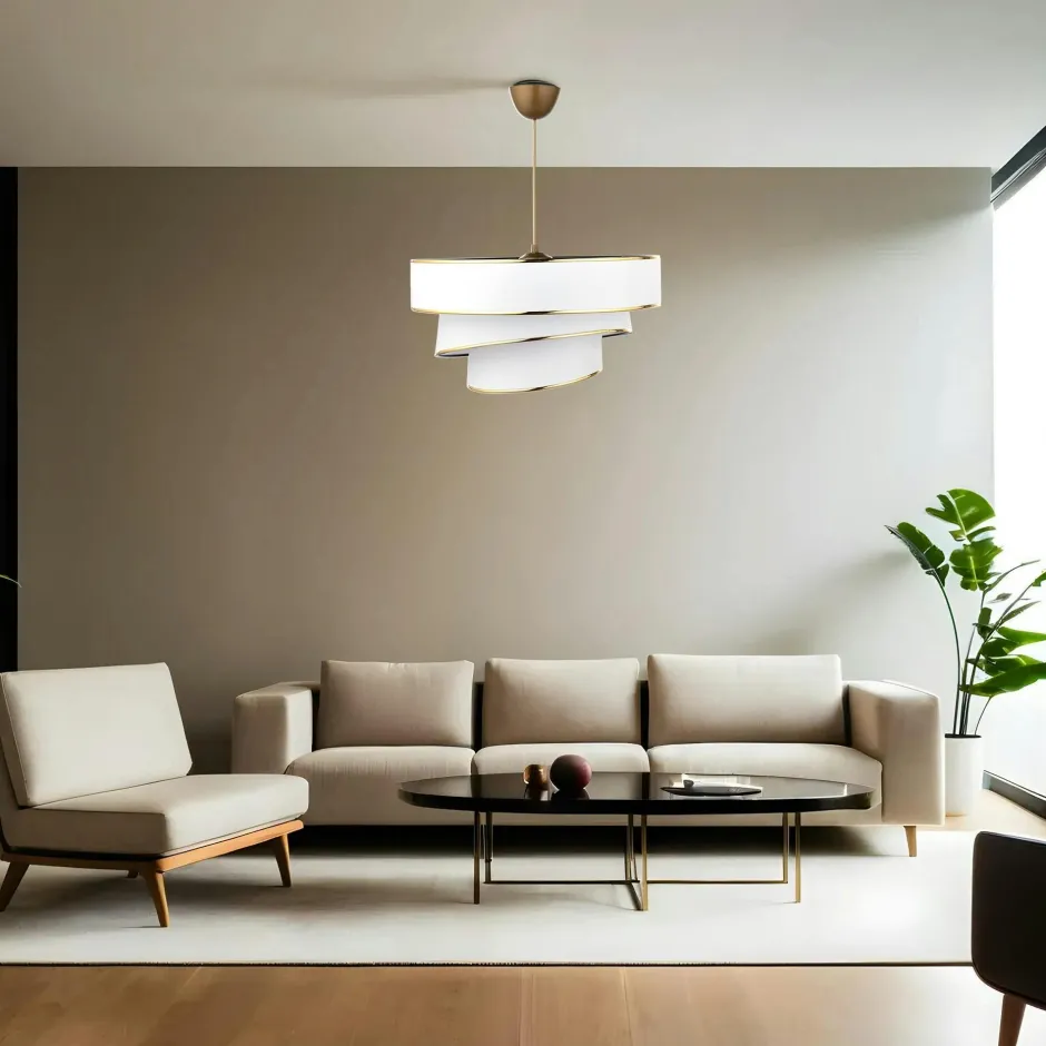 ZURICH Suspensions / Lustres|Suspension salon grise - abat-jour triple, moderne