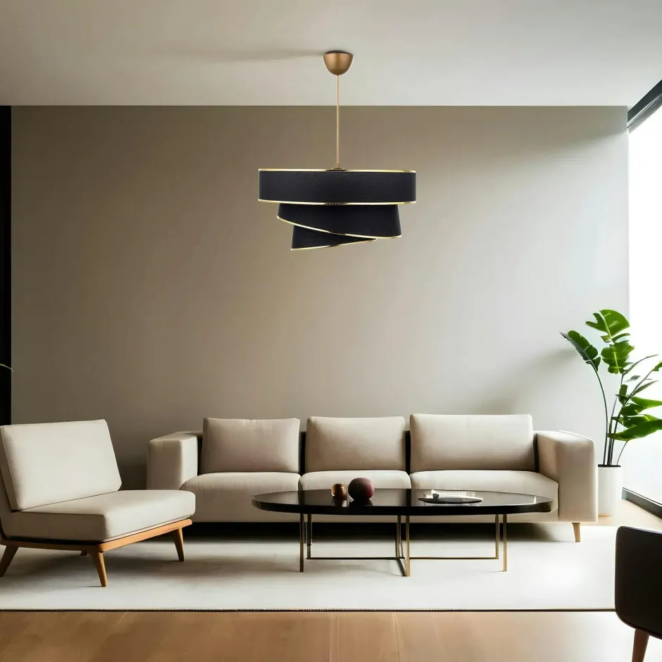 ZURICH Suspensions / Lustres|Suspension salon grise - abat-jour triple, moderne
