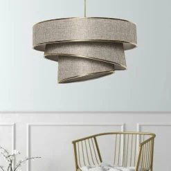 ZURICH Suspensions / Lustres|Suspension salon grise - abat-jour triple, moderne