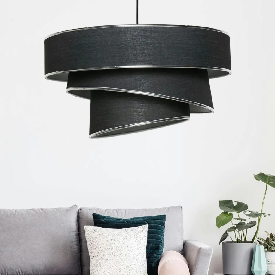 ZURICH Suspensions / Lustres|Suspension salon grise - abat-jour triple, moderne