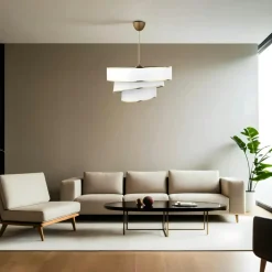 ZURICH Suspensions / Lustres|Suspension salon noir et or - abat-jour triple, design