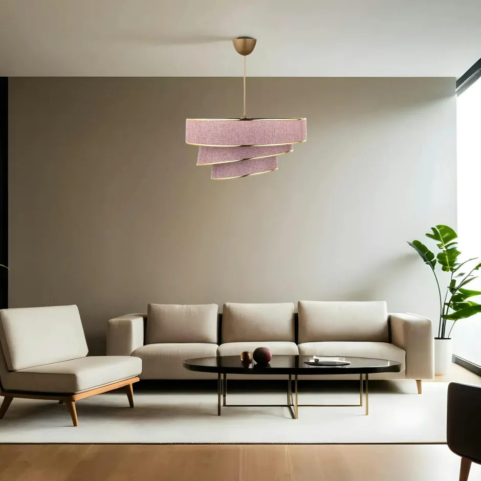 ZURICH Suspensions / Lustres|Suspension salon noir et or - abat-jour triple, design