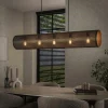 RALF Lampes À Poser·Lampe Style Industriel|Suspensions / Lustres|Suspension tube en métal noir perforé 5 lampes