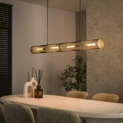 RALF Lampes À Poser·Lampe Style Industriel|Suspensions / Lustres|Suspension tube en métal noir perforé 5 lampes