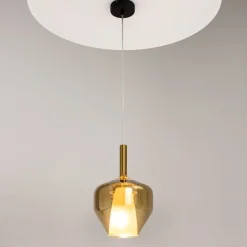 LODI Suspensions / Lustres|Suspension verre doré design – abat-jour double