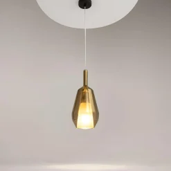 LODI Suspensions / Lustres|Suspension verre fumé – abat-jour double forme poire