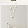 SIERRE Suspensions / Lustres|Suspension vintage cuivrée 4 globes blancs sur cadres
