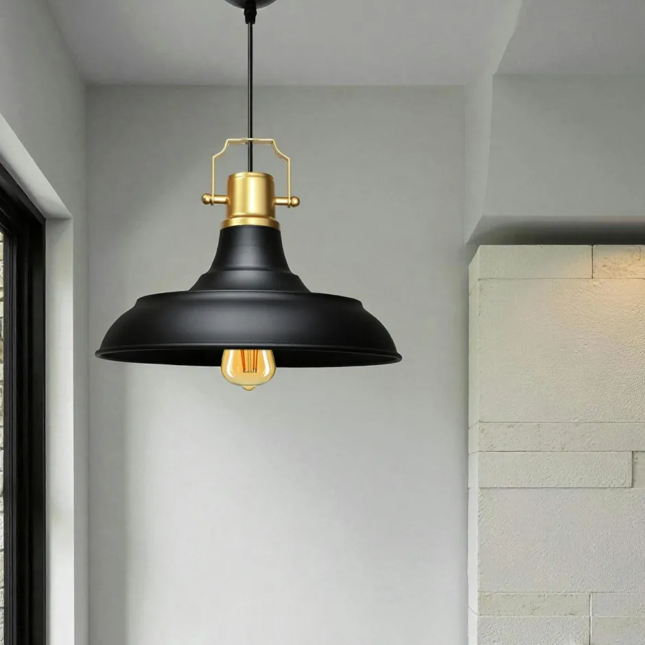 SILE Suspensions / Lustres|Suspension vintage métal noir & or industriel chic