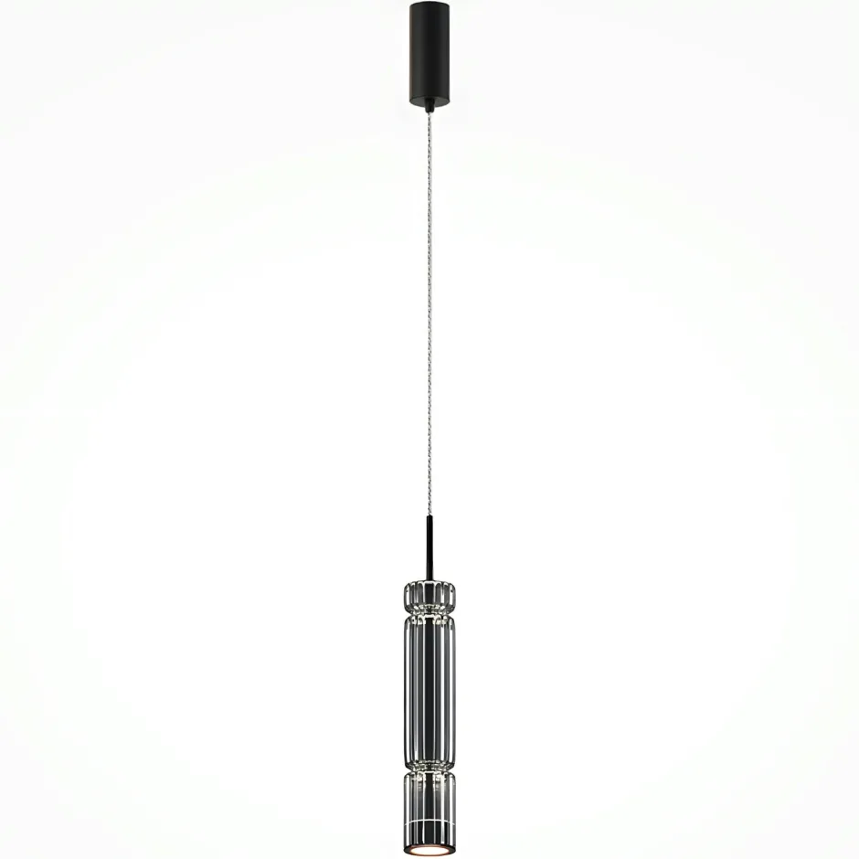 SOLANA Suspensions / Lustres|Suspension design LED – abat‑jour verre taillé gris 365 cm