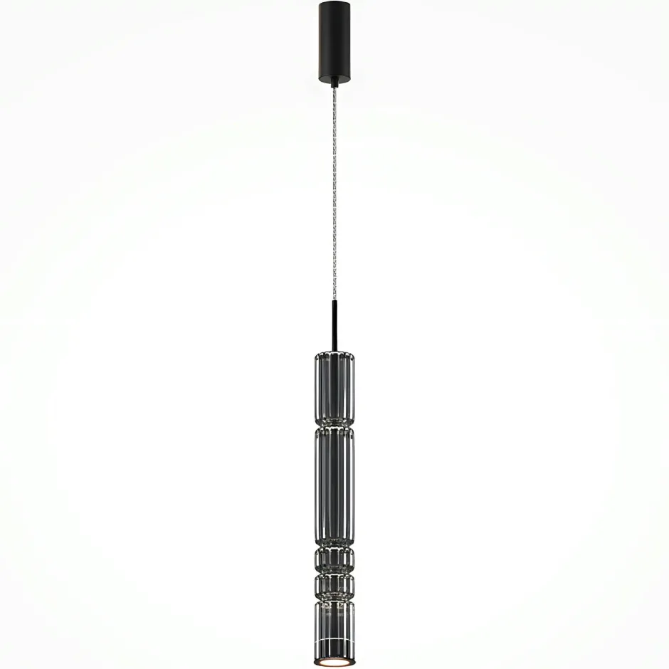 SOLANA Suspensions / Lustres|Suspension design LED – abat‑jour verre taillé gris 365 cm