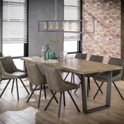 Lucknow Tables À Manger Rectangulaires|Tables À Manger En Bois|Table à manger contemporaine bois métal 230 cm