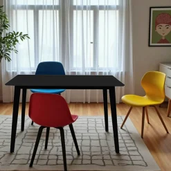 TAMPA Tables À Manger Rectangulaires|Tables À Manger En Bois|Table à manger en bois noir – rectangulaire, 120 cm