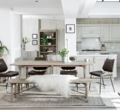 SALERNE Univers Déco·Maison De Campagne|Tables À Manger Rectangulaires|Table à manger en bois recyclé clair tréteaux 200 cm