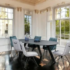 BERGAME Tables À Manger Rectangulaires|Tables À Manger En Céramique|Table à manger en céramique noire mate 200 cm