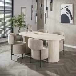 ASCOLI Tables À Manger En Céramique|Tables À Manger En Bois|Table à manger en céramique – pieds colonne, 180 cm