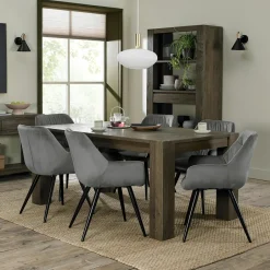 ALLEN Tables À Manger Rectangulaires|Tables À Manger En Chêne|Table à manger extensible en bois de chêne fumé 180-235 cm